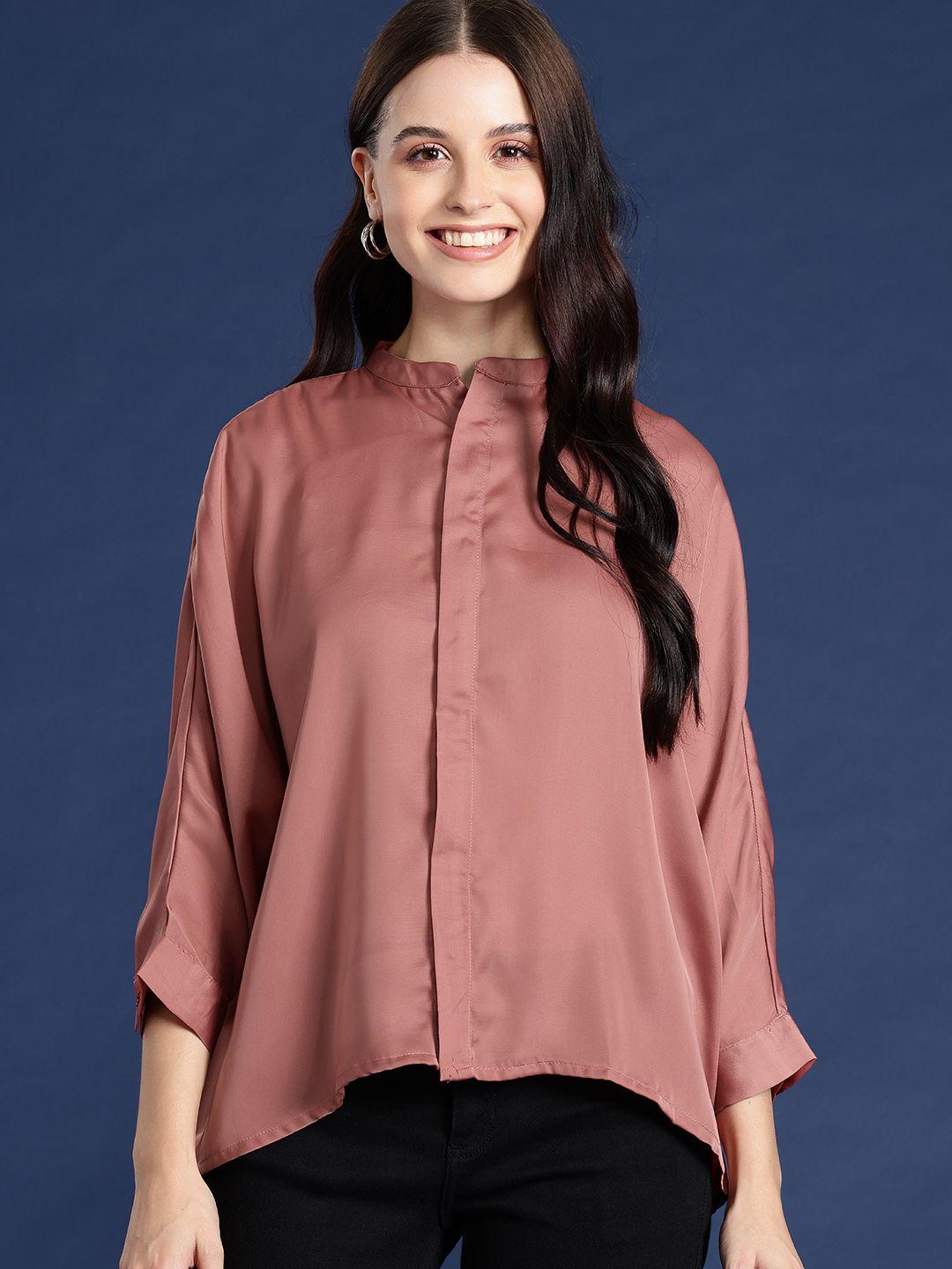 mast & harbour mandarin collar shirt style top