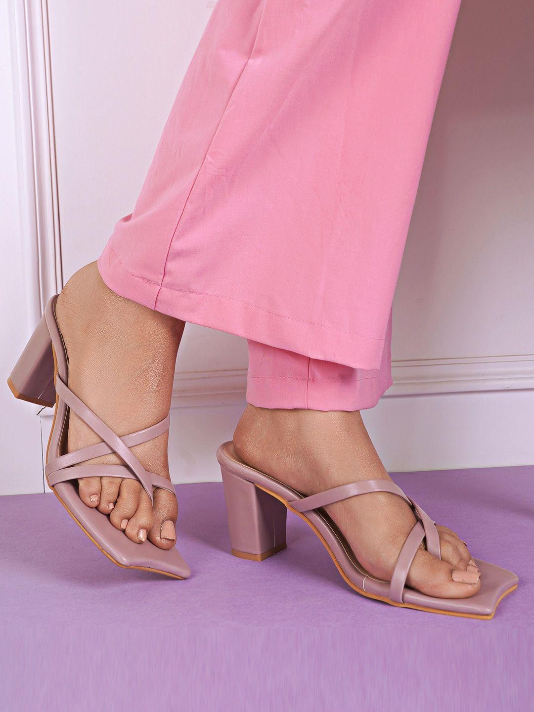 mast & harbour mauve strappy open toe block heels