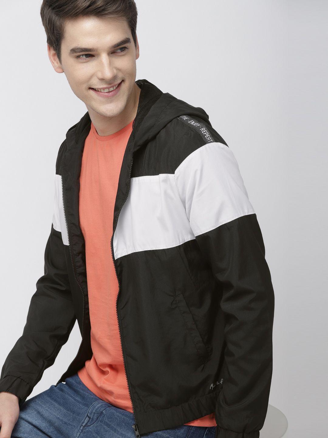 mast & harbour men black colourblocked sporty jacket