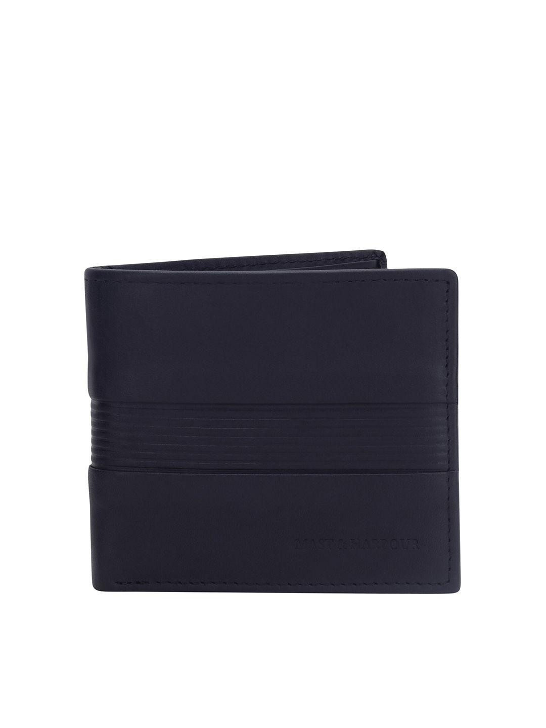 mast & harbour men black leather two fold wallet