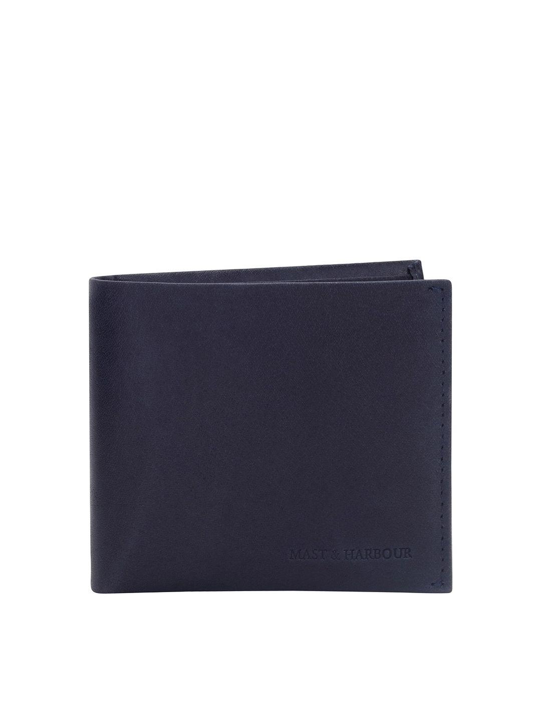 mast & harbour men black leather two fold wallet