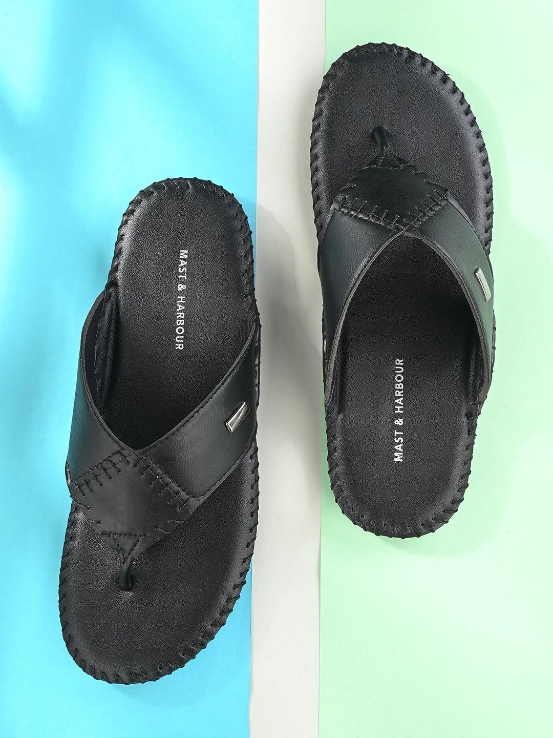 mast & harbour men black open toe comfort sandals