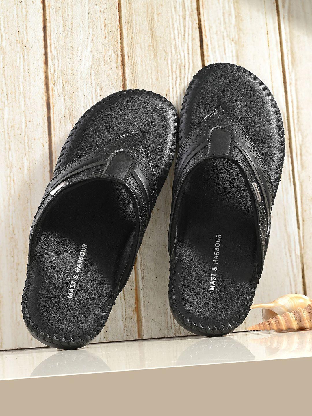 mast & harbour men black open toe comfort sandals