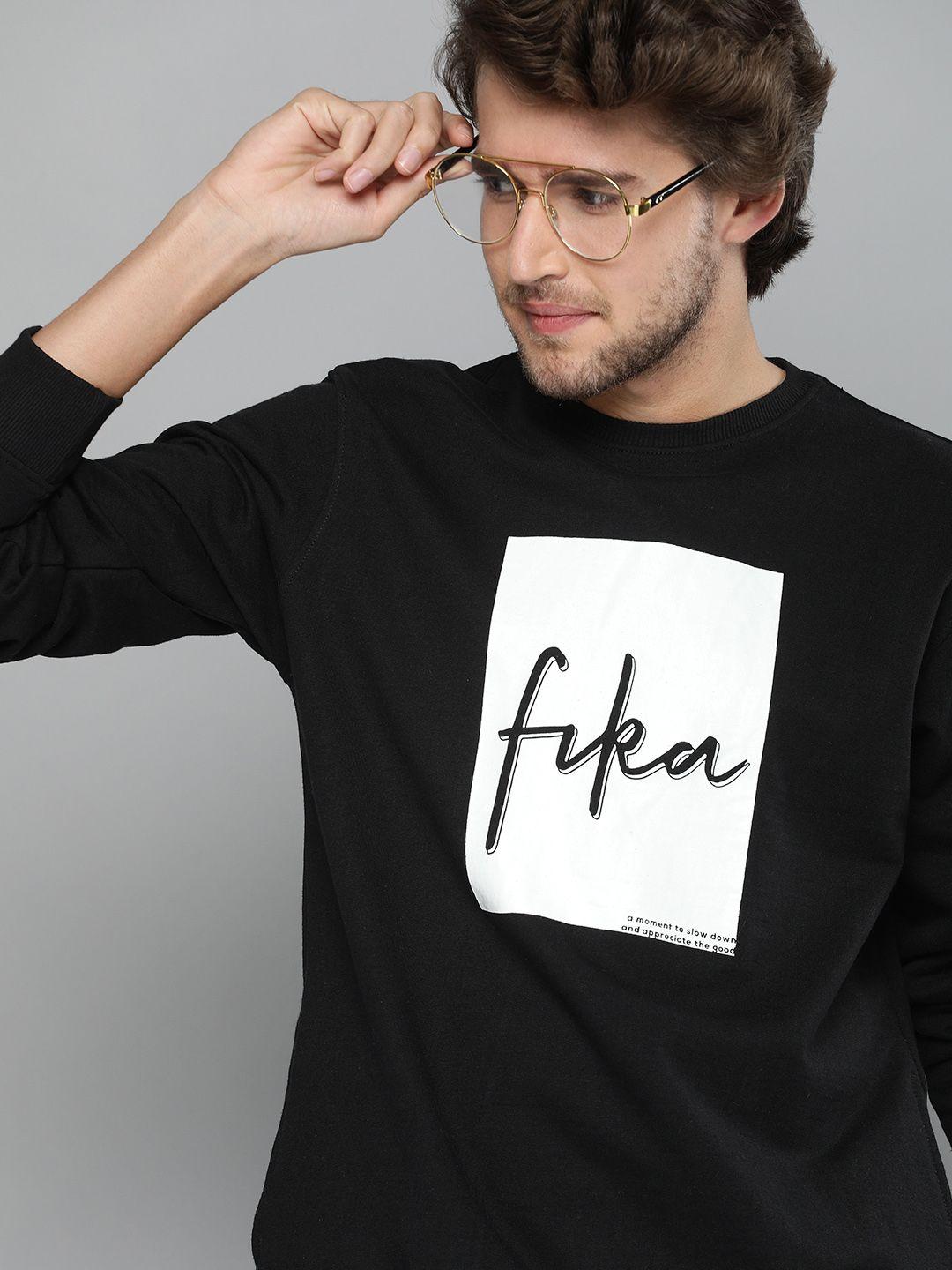 mast & harbour men black printed sweatshirt