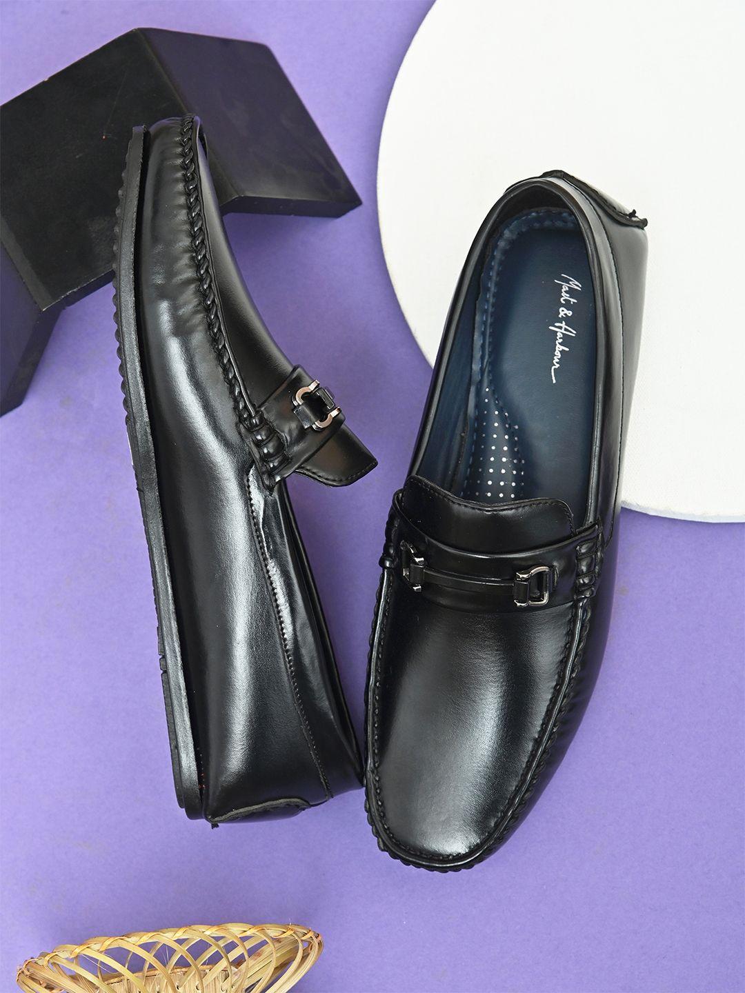 mast & harbour men black pu casual loafers