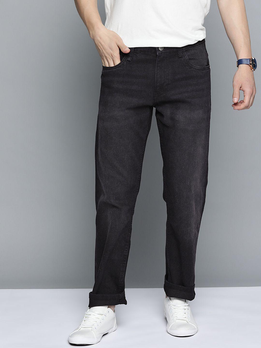 mast & harbour men black slim fit light fade stretchable jeans