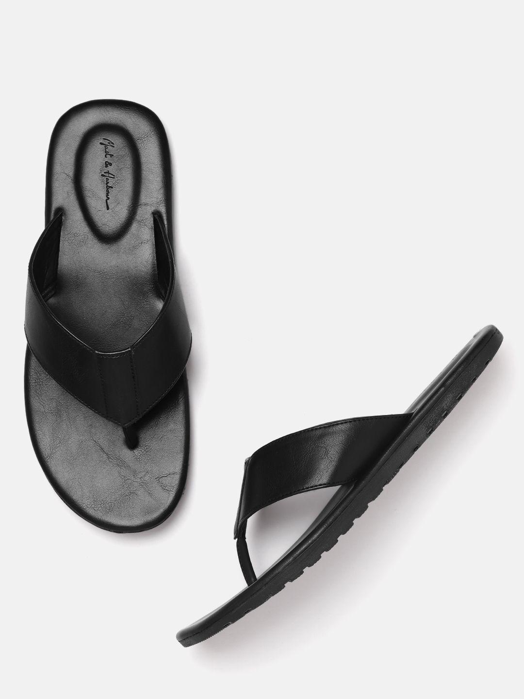 mast & harbour men black solid comfort sandals