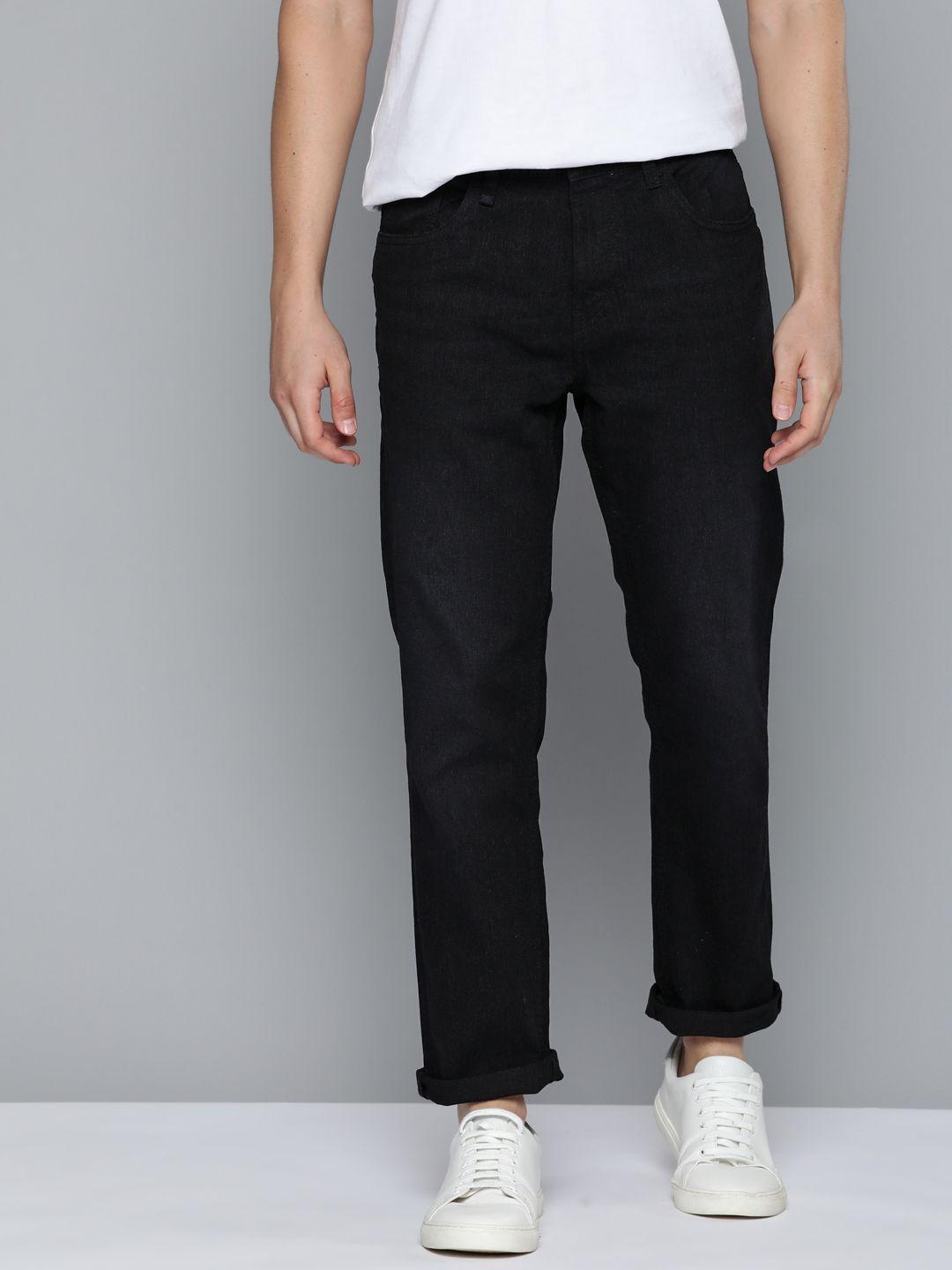 mast & harbour men black tapered fit jeans