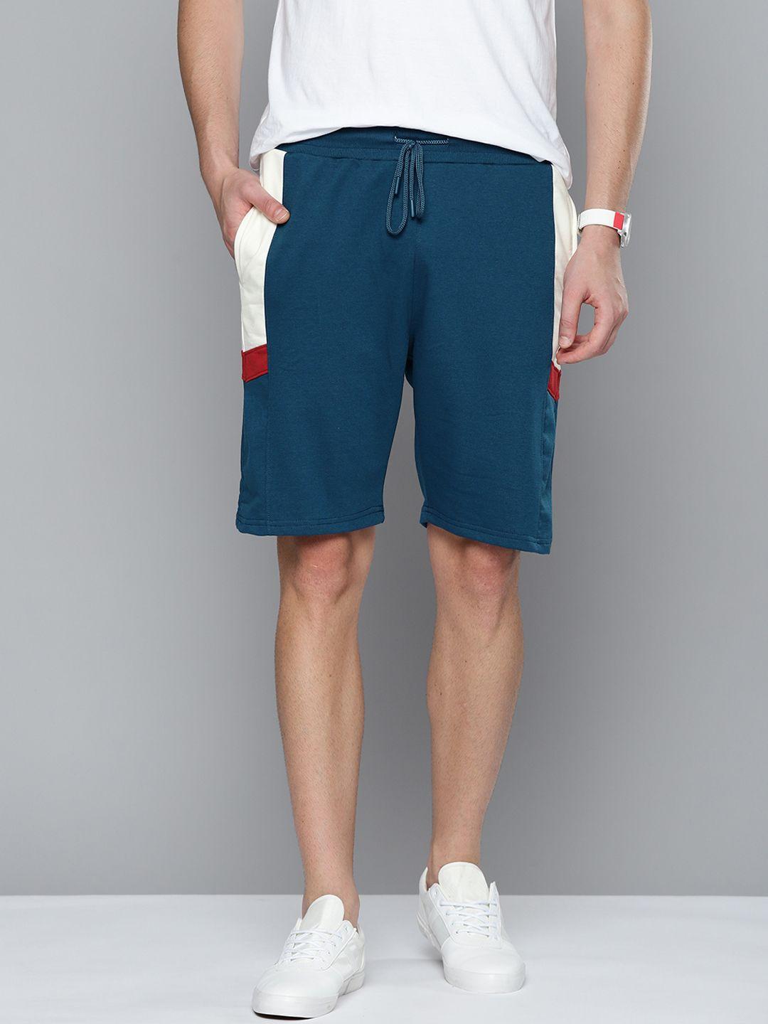 mast & harbour men blue colourblocked shorts