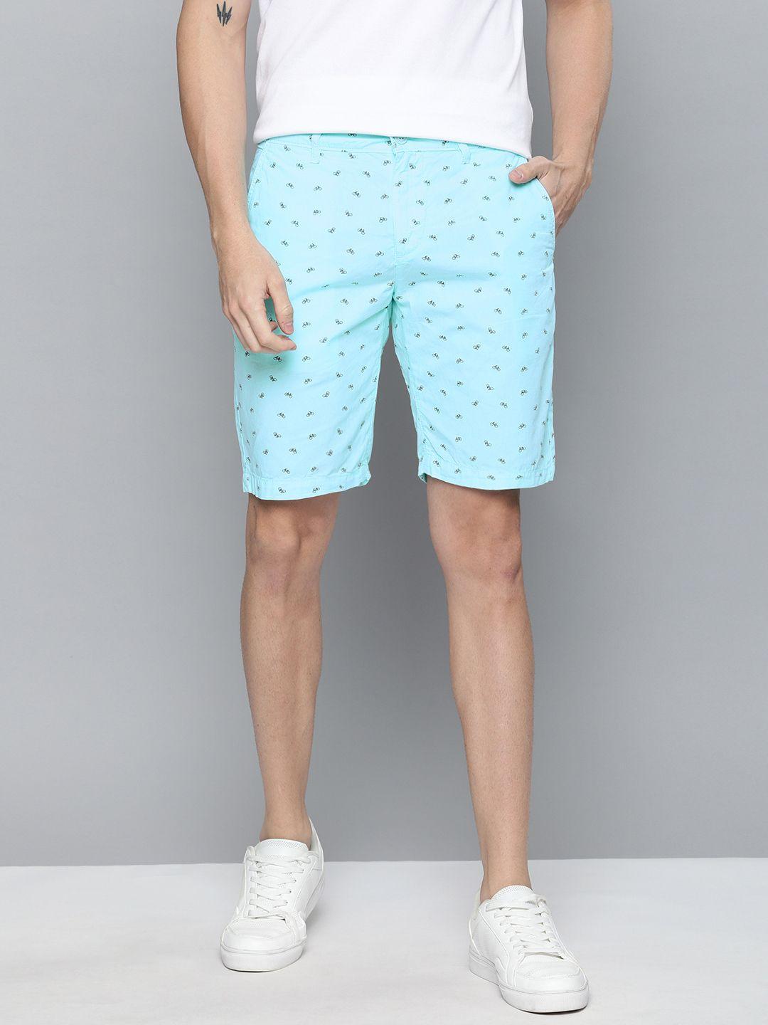 mast & harbour men blue printed regular fit shorts