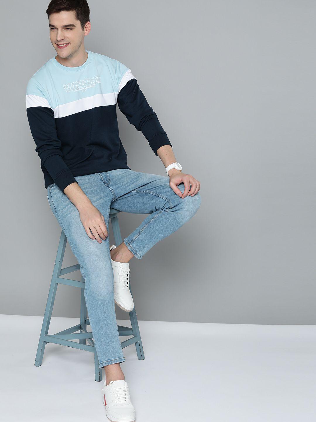 mast & harbour men blue printed sweatshirt