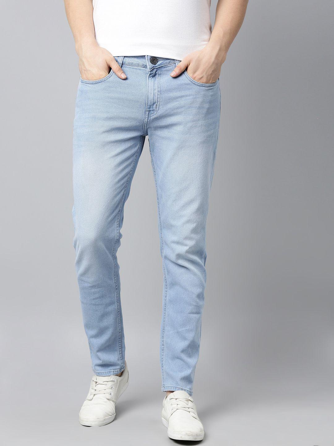 mast & harbour men blue slim tapered fit light fade stretchable jeans