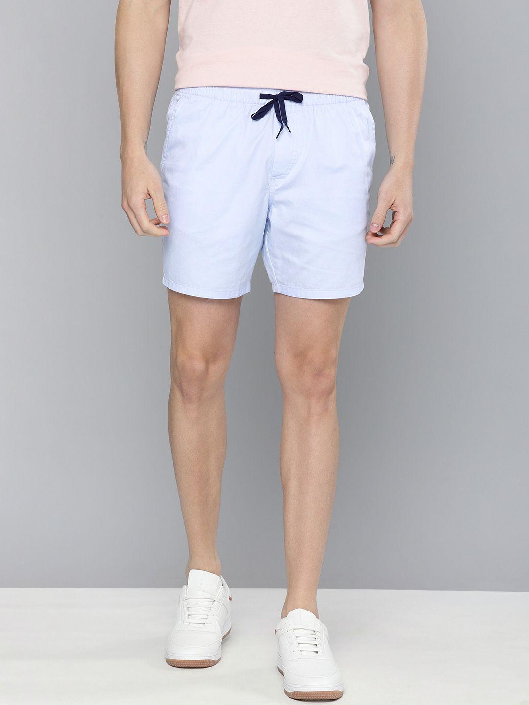 mast & harbour men blue solid regular fit shorts