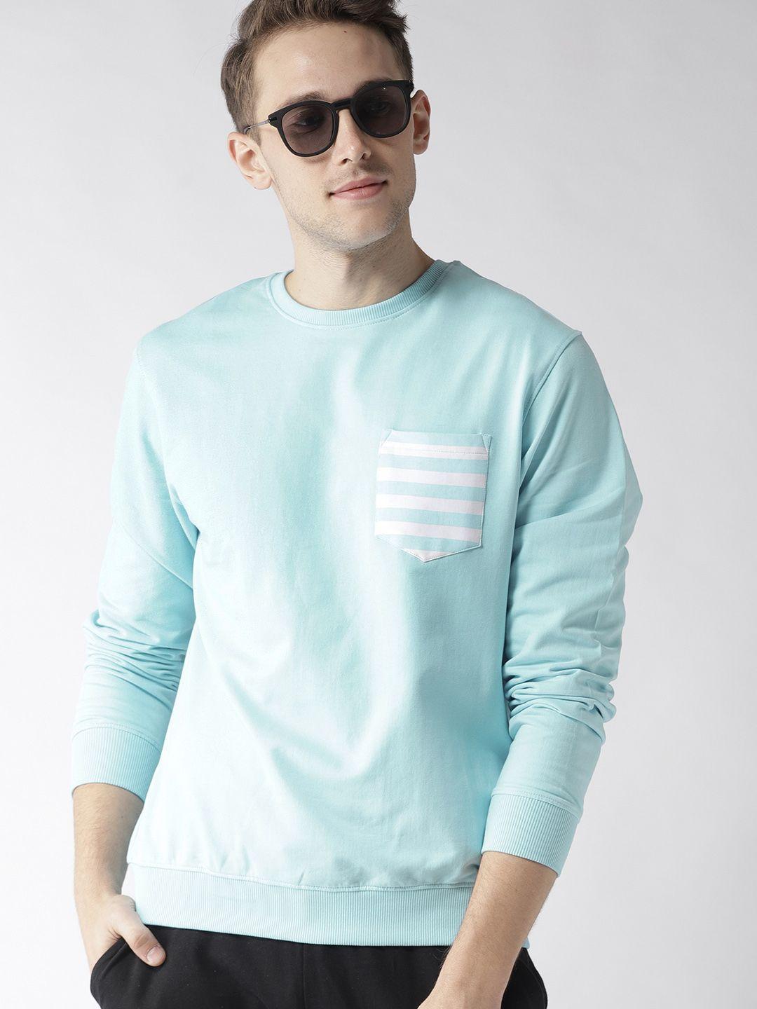 mast & harbour men blue solid sweatshirt