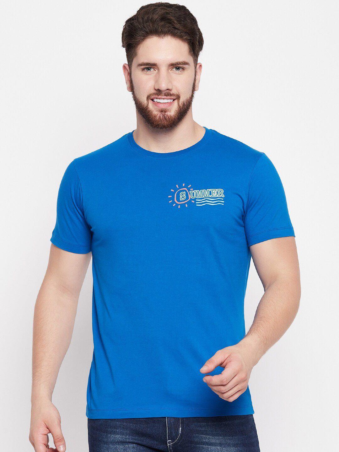 mast & harbour men blue typography printed pockets t-shirt