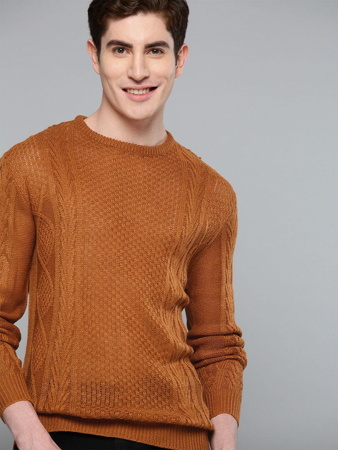 mast & harbour men brown cable knit sweater