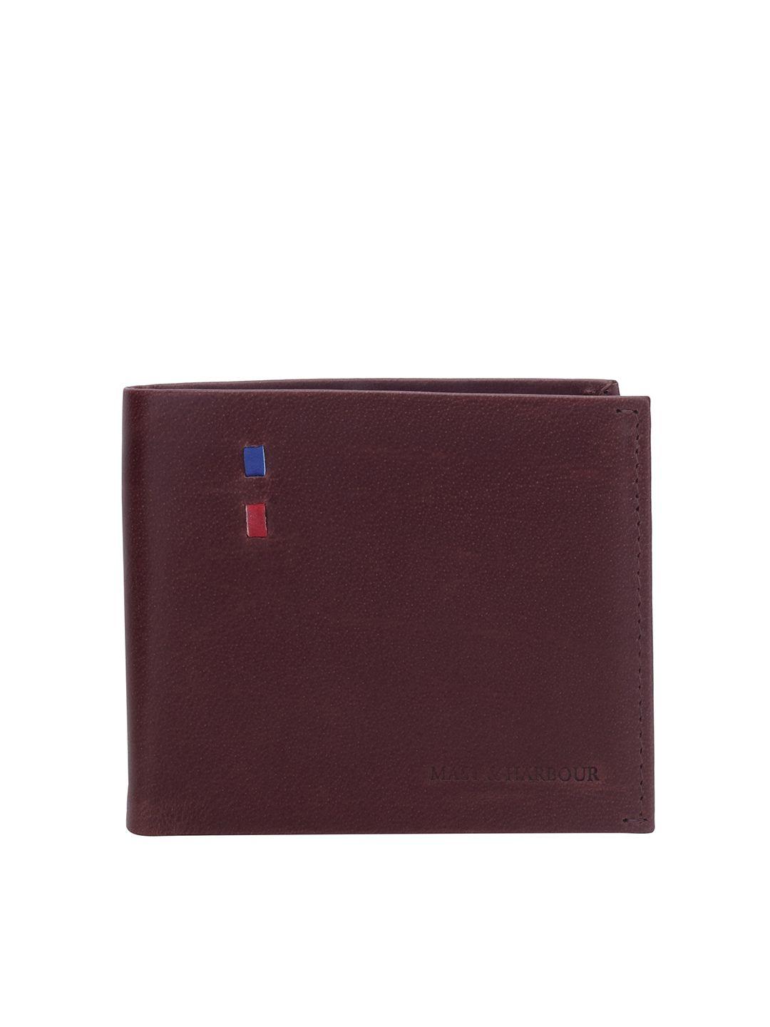 mast & harbour men brown leather two fold wallet