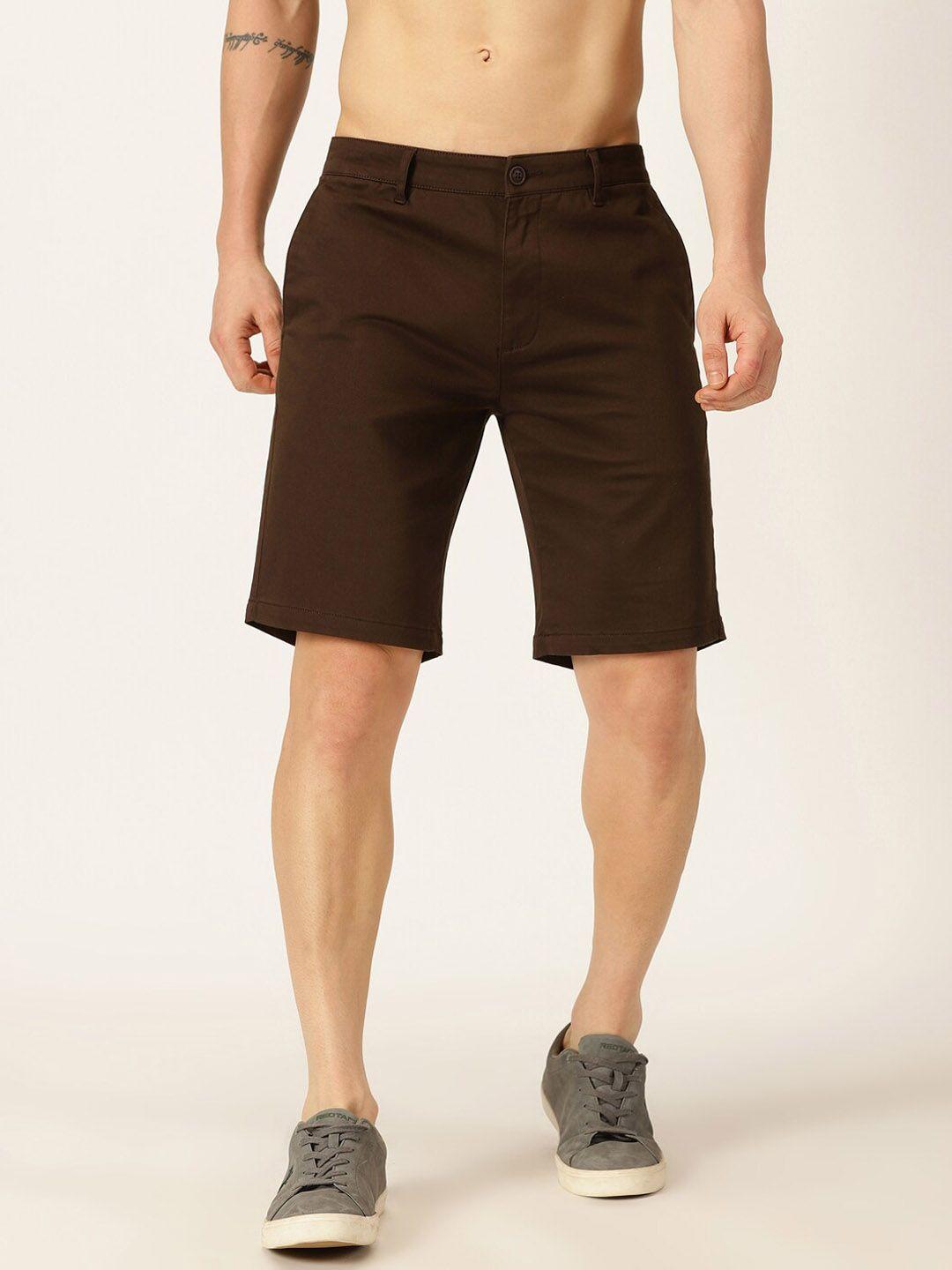 mast & harbour men brown mid-rise cotton regular shorts