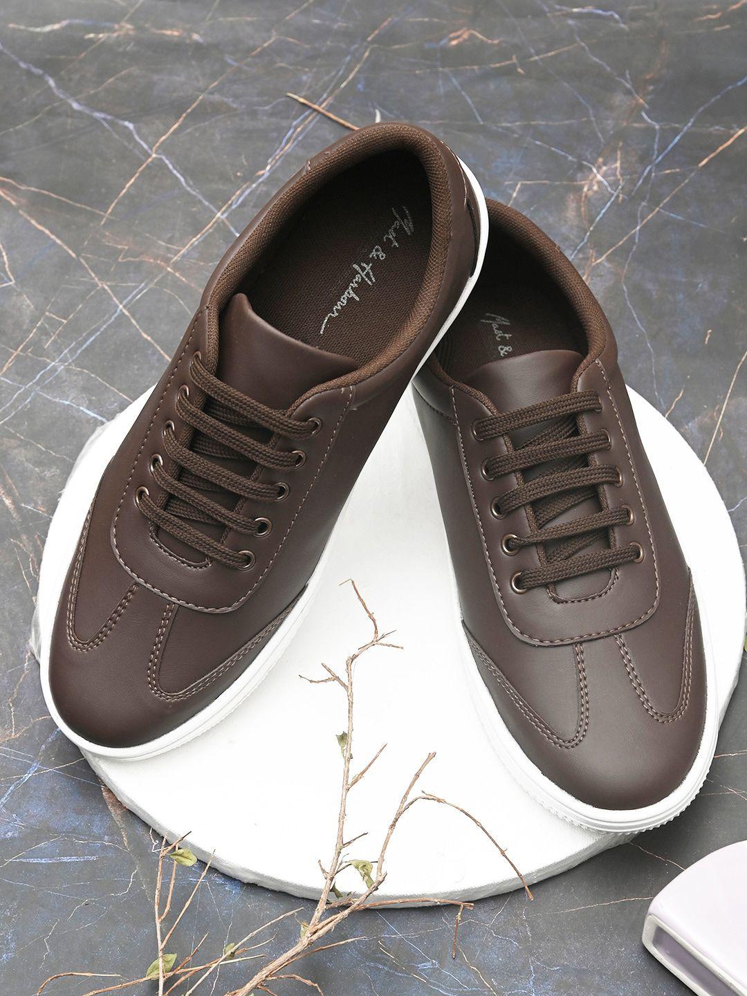 mast & harbour men brown pu sneakers