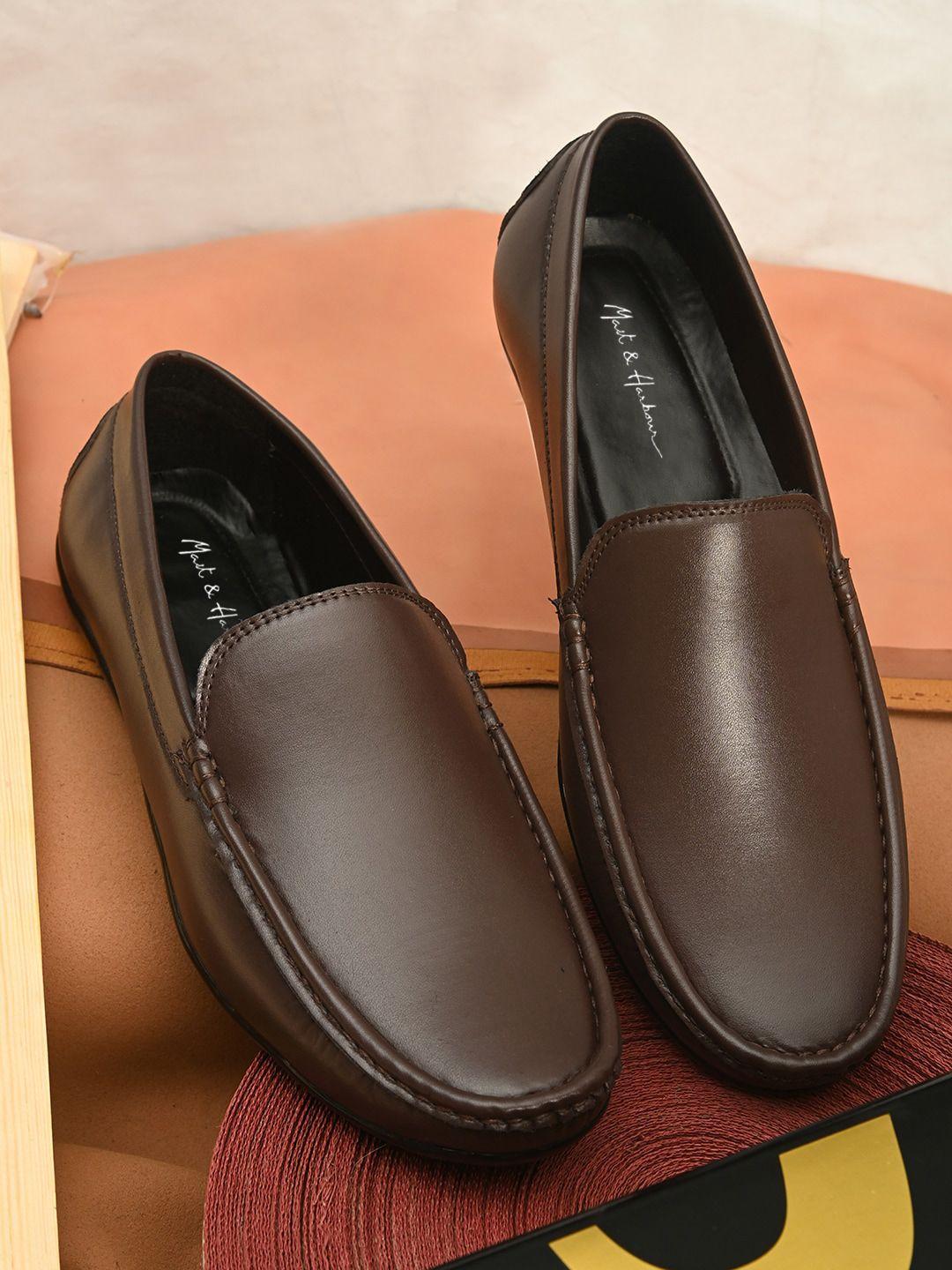 mast & harbour men brown synthetic leather loafers