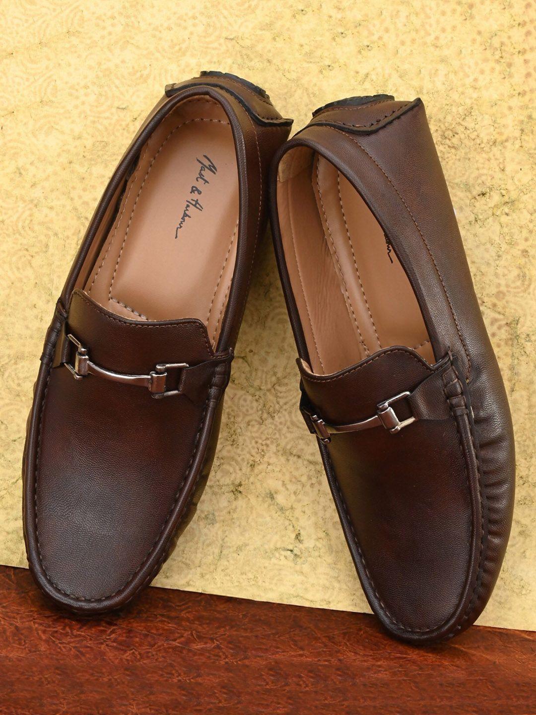 mast & harbour men brown textured driving shoes