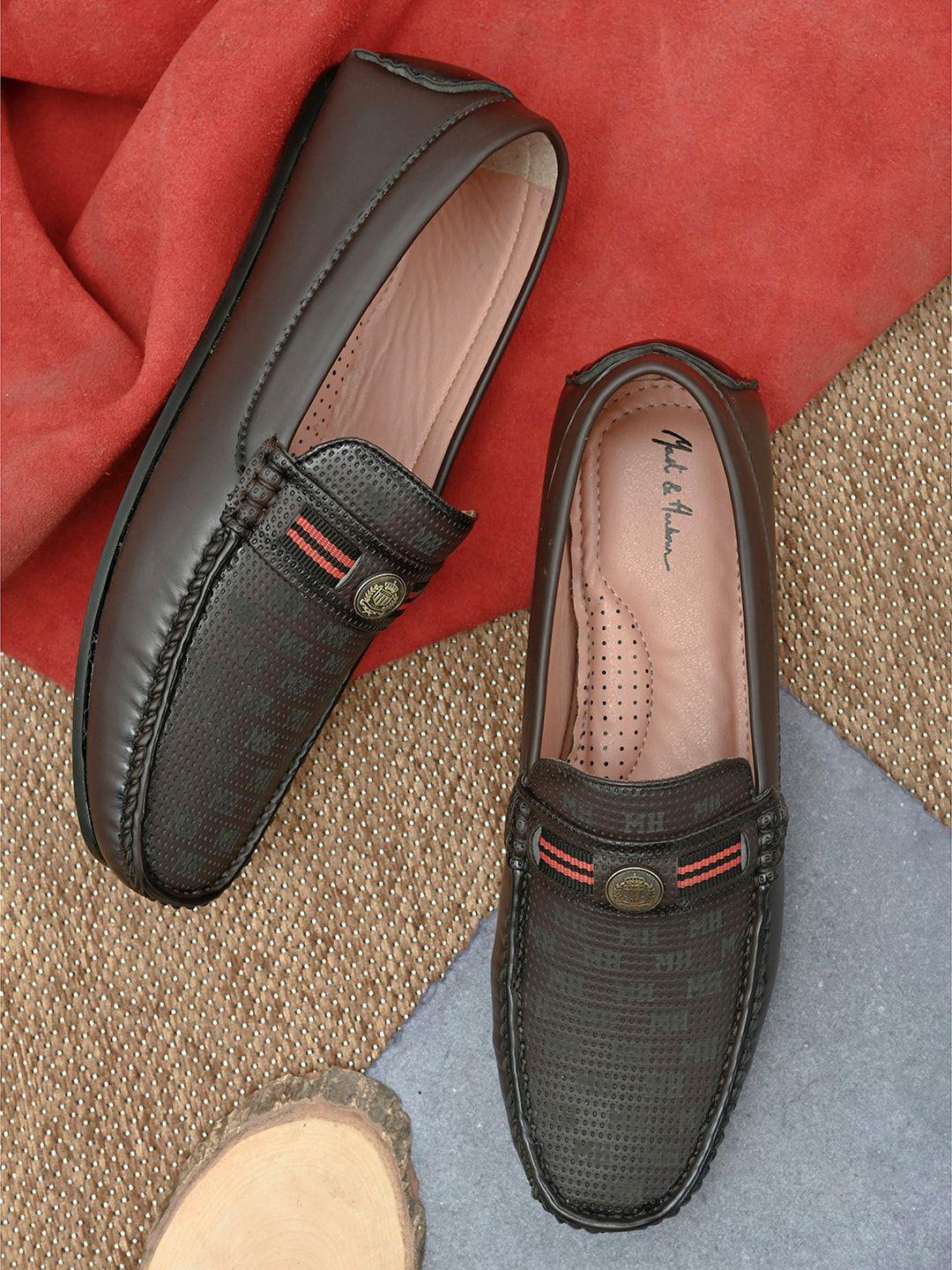 mast & harbour men brown textured light weight pu loafers