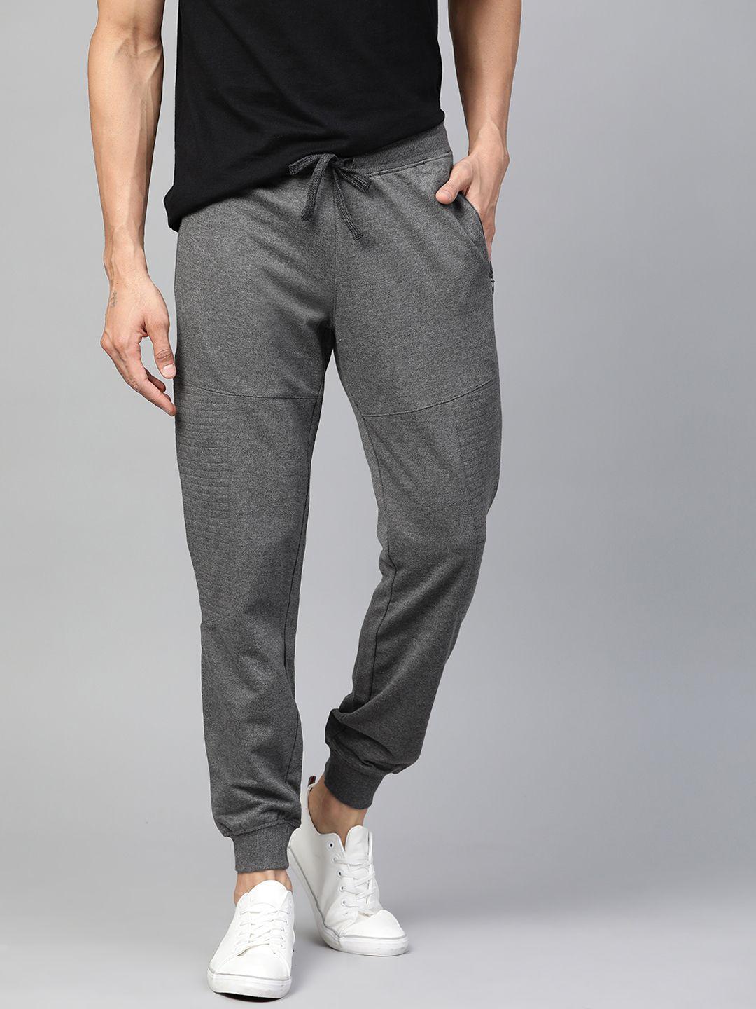 mast & harbour men charcoal grey solid joggers