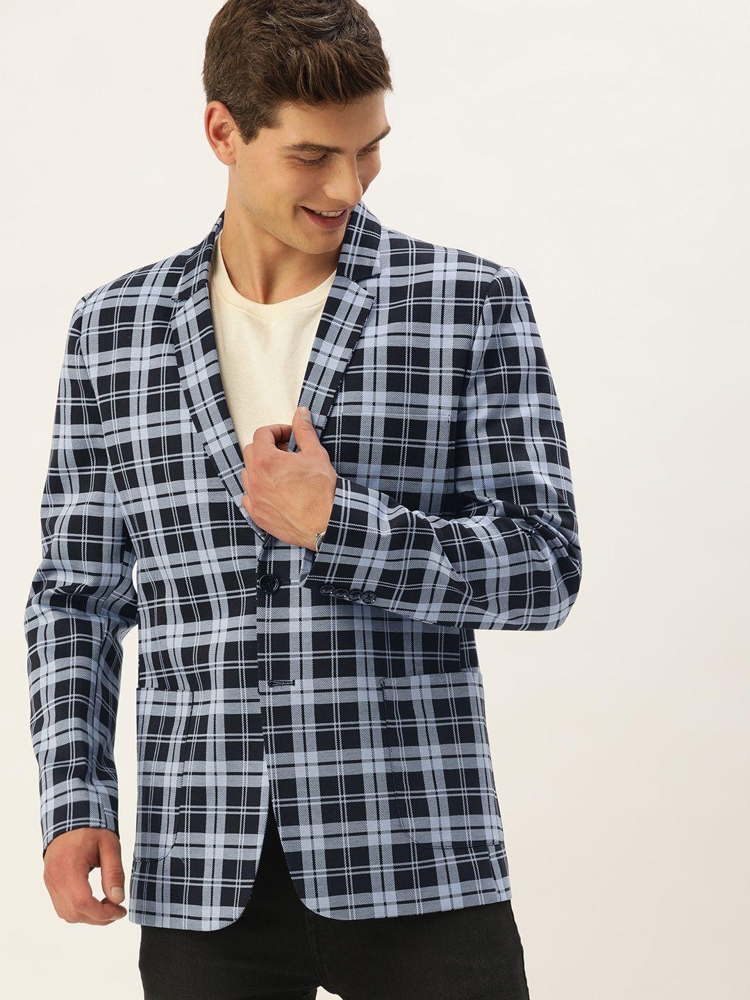 mast & harbour men checked slim fit single-breasted casual blazer