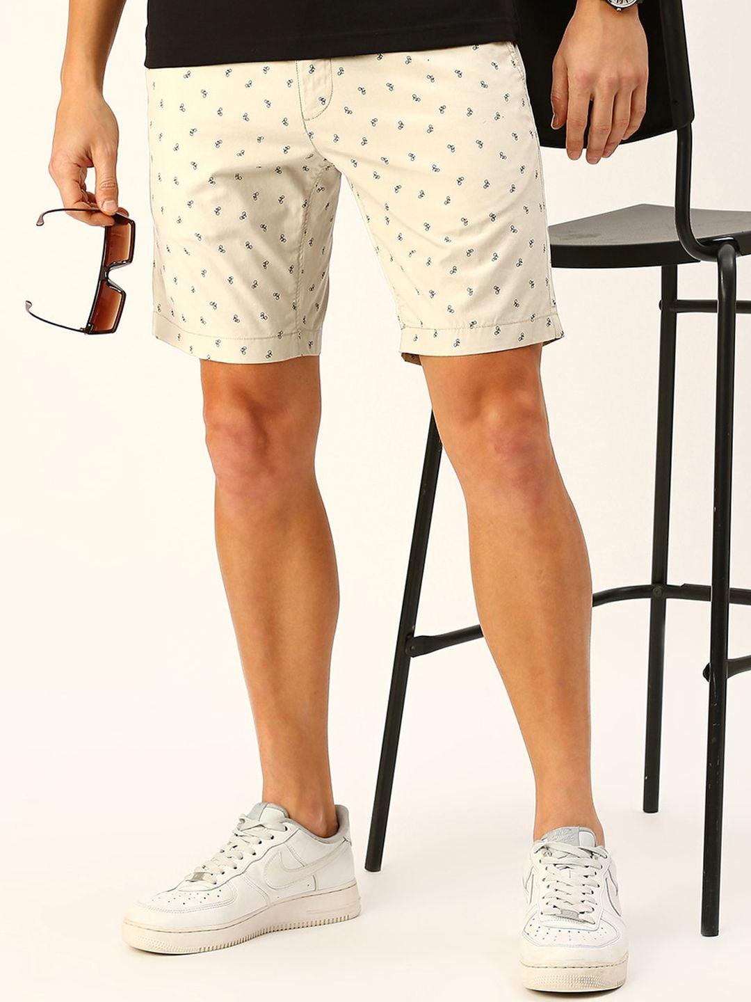 mast & harbour men conversational printed pure cotton slim fit shorts