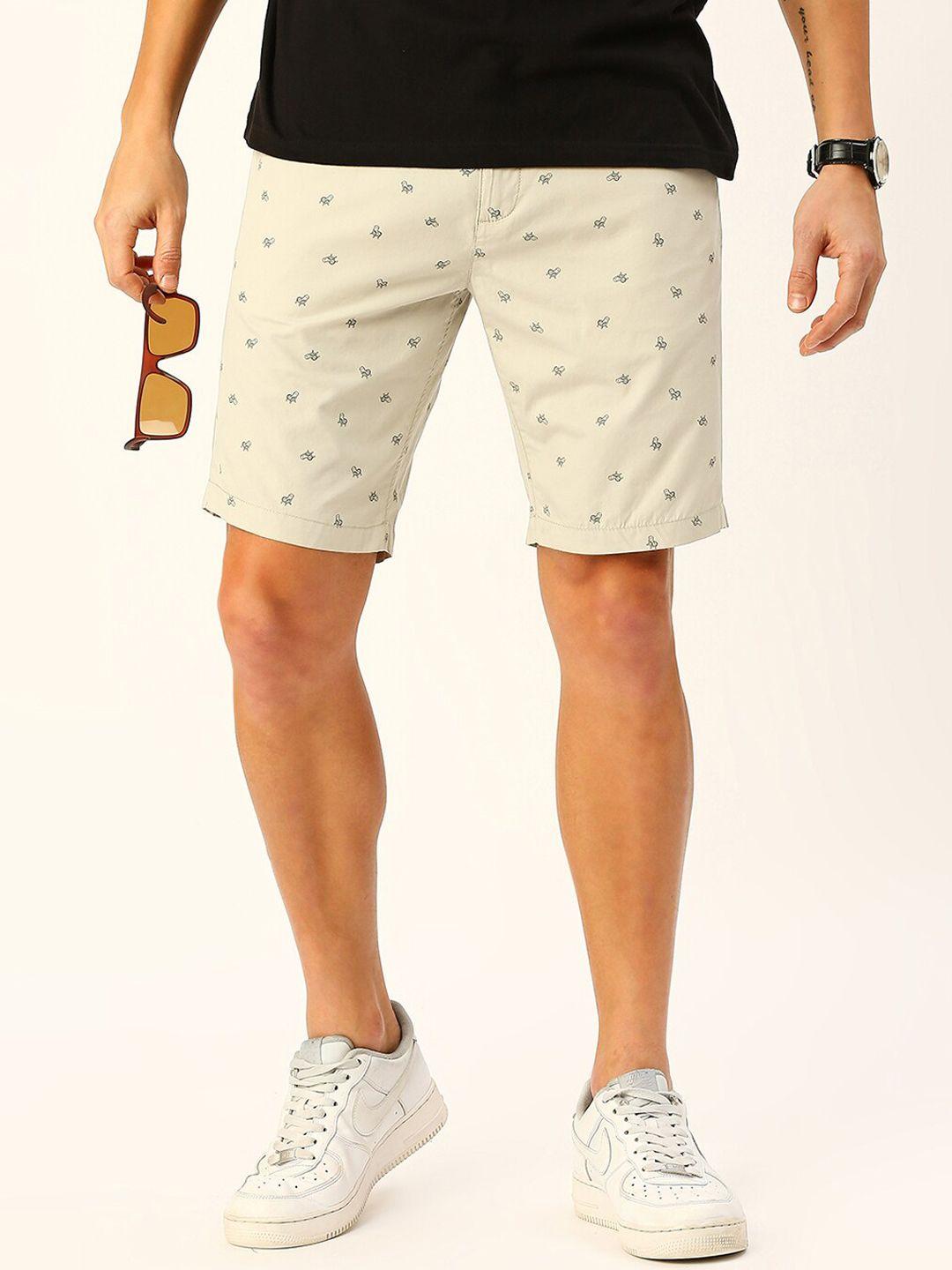 mast & harbour men conversational printed pure cotton slim fit shorts