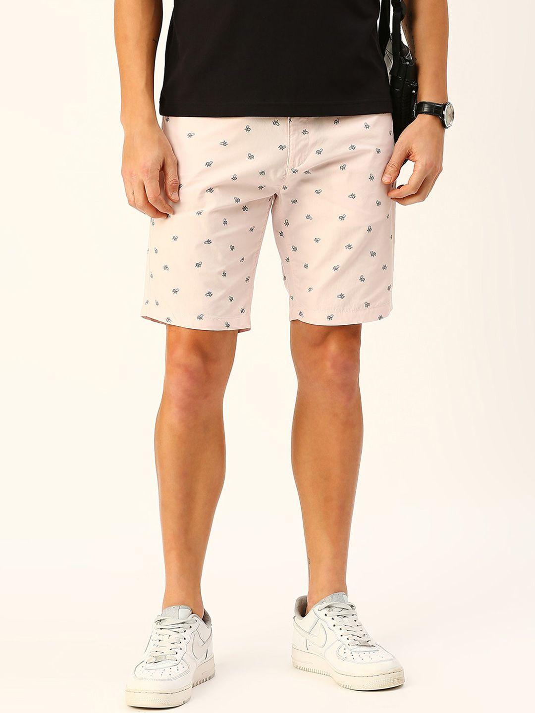 mast & harbour men conversational printed slim fit pure cotton shorts