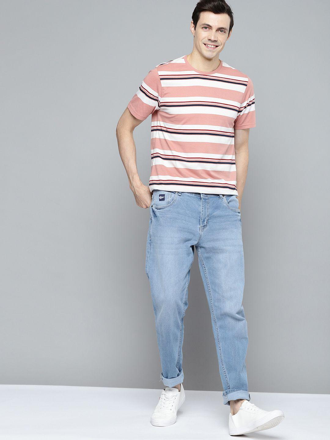 mast & harbour men dusty pink & white striped t-shirt