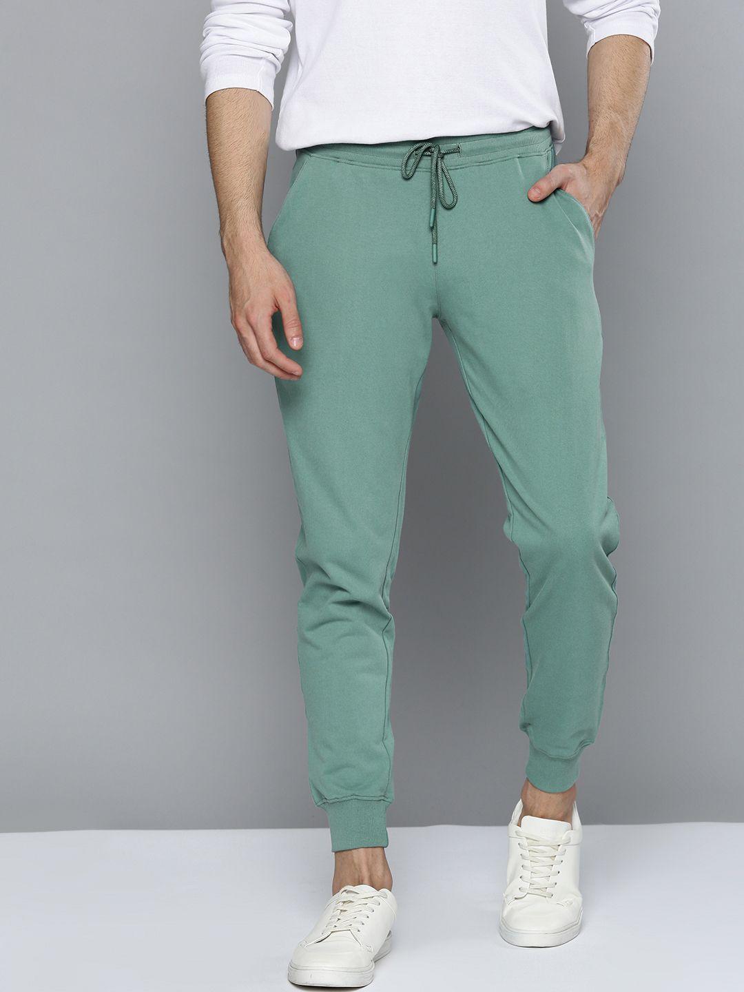 mast & harbour men green solid joggers