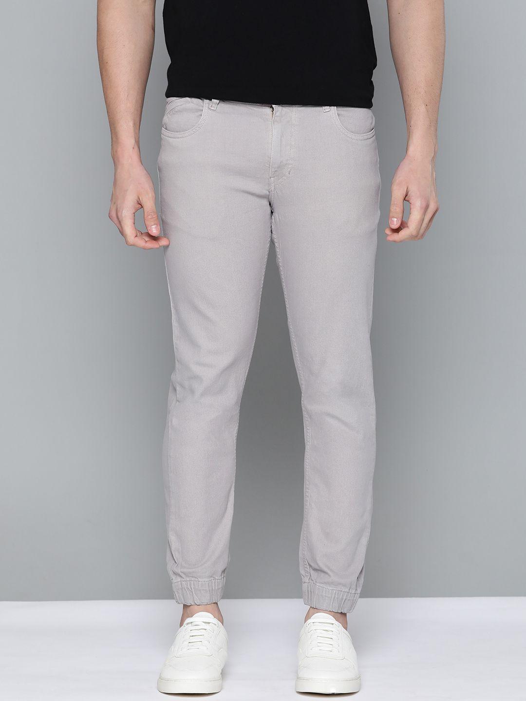 mast & harbour men grey jogger fit stretchable jeans