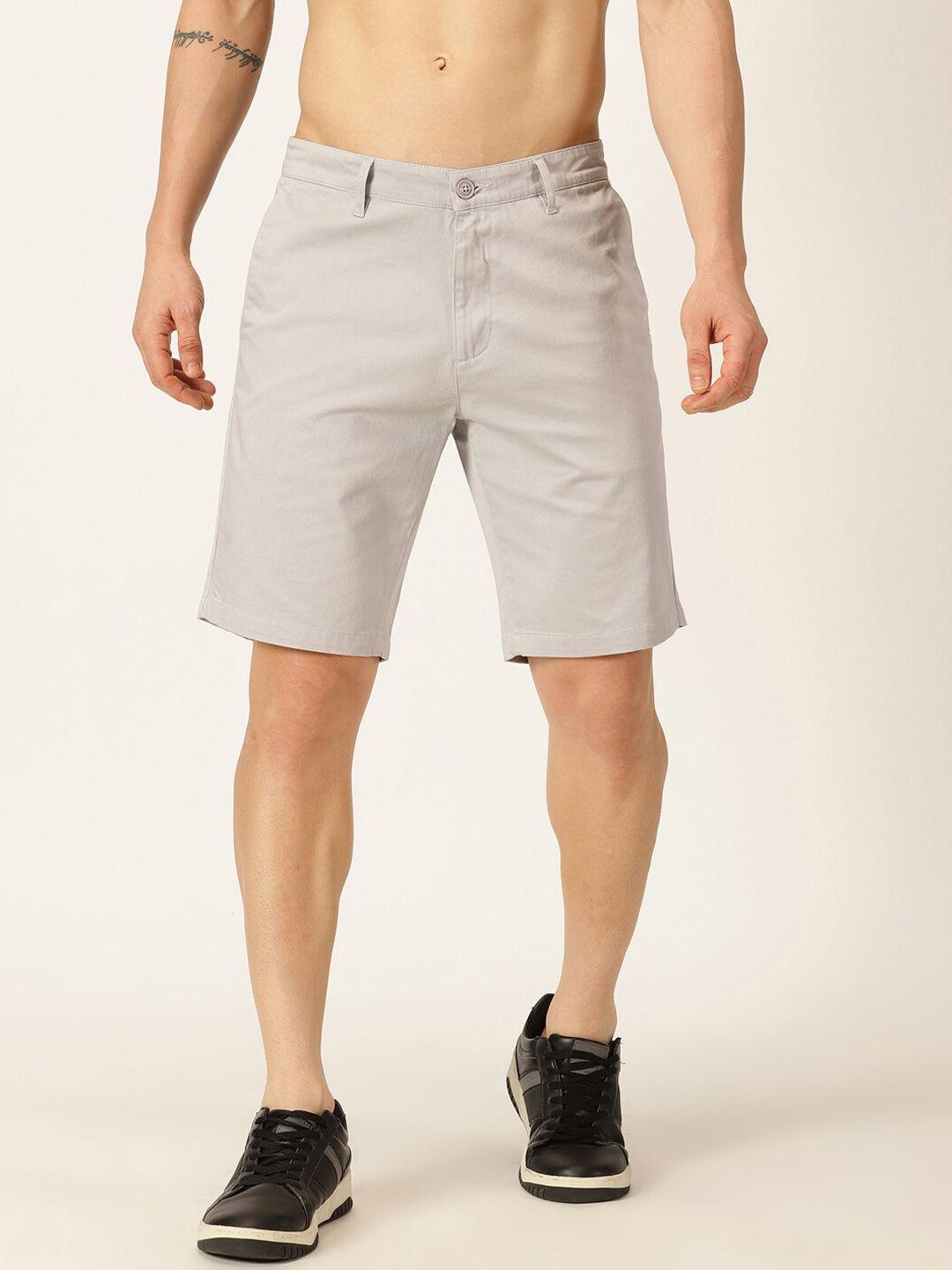 mast & harbour men grey mid-rise cotton regular shorts