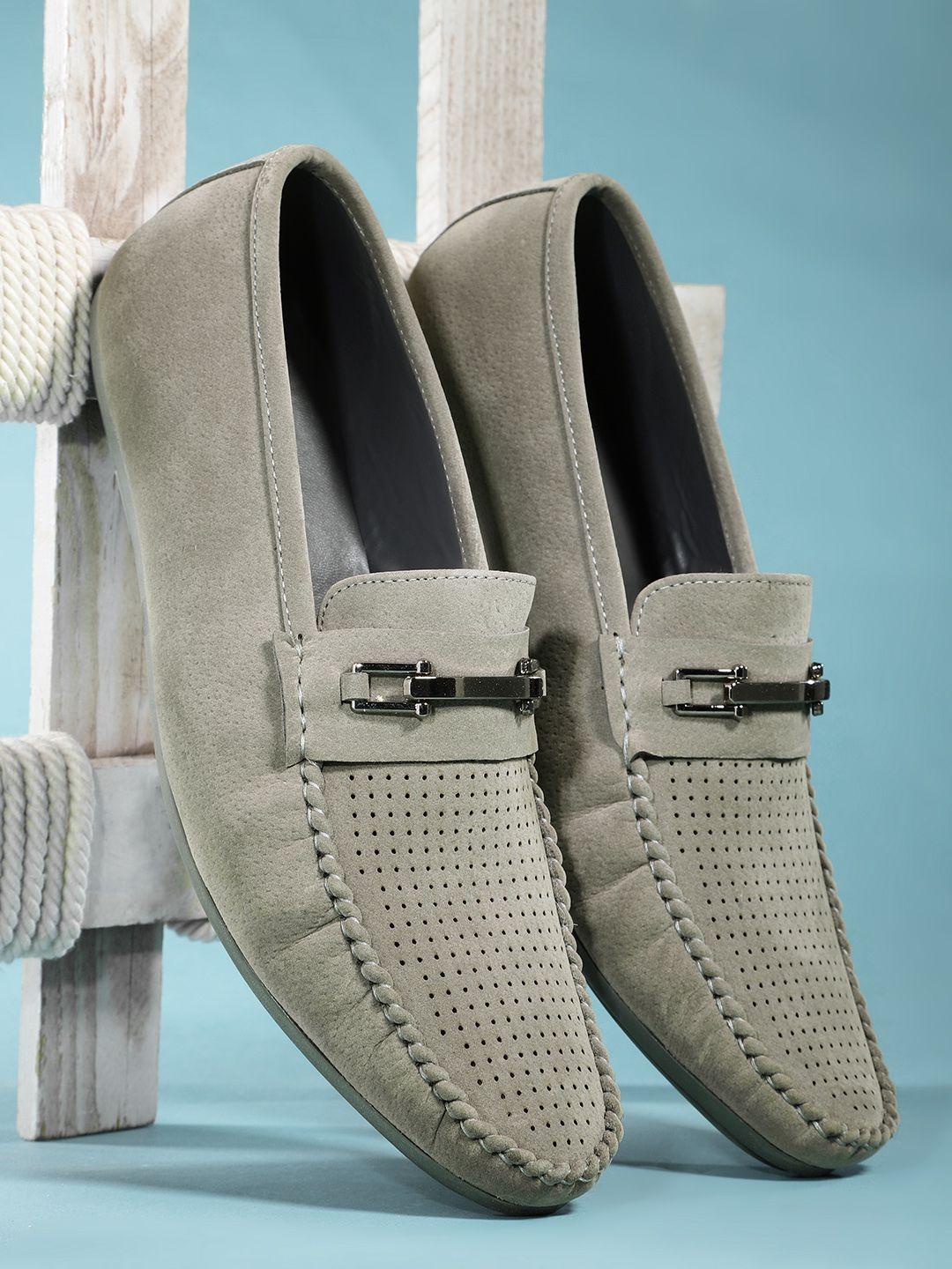 mast & harbour men grey perforations loafers