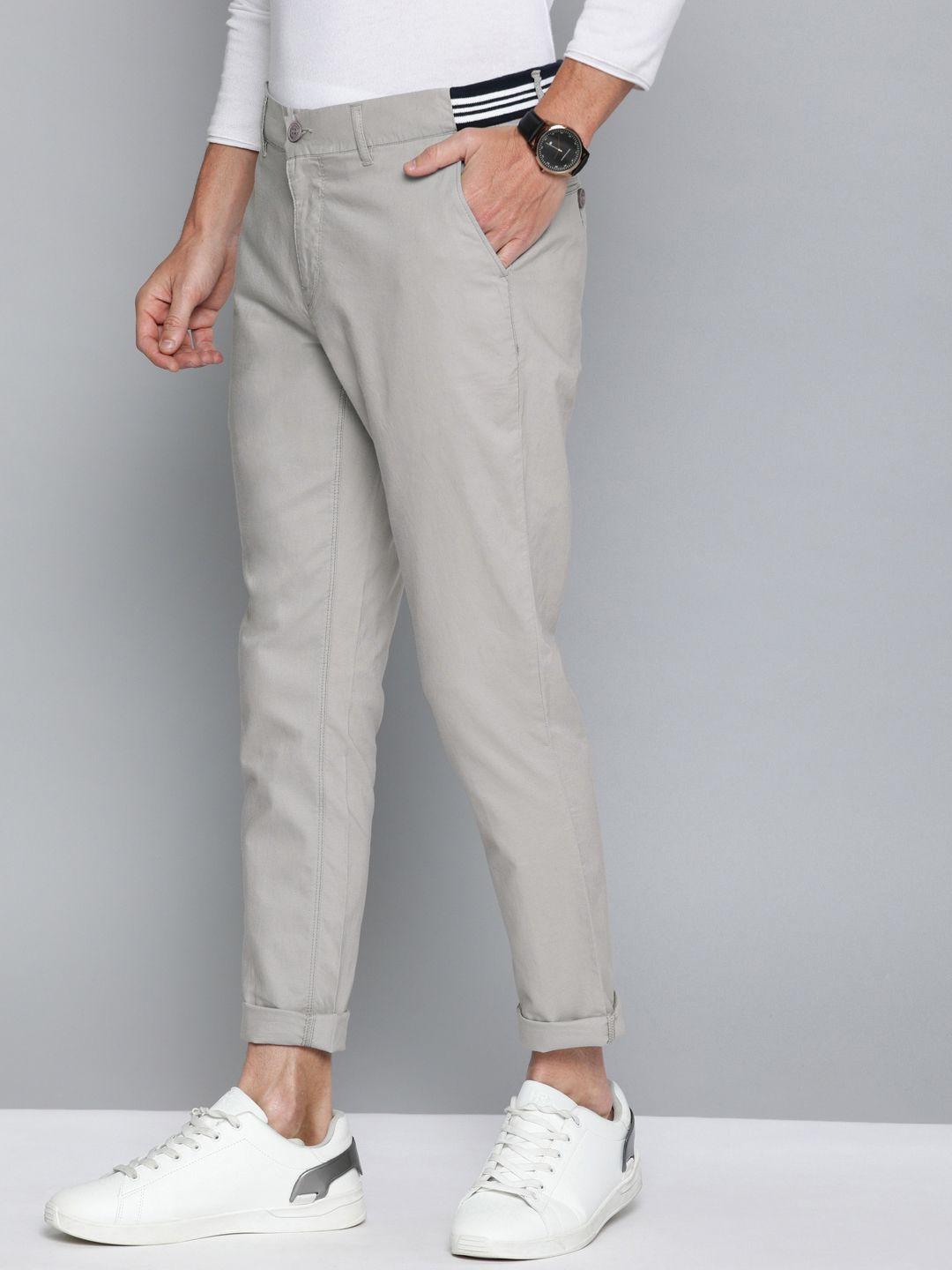 mast & harbour men grey regular fit solid chinos