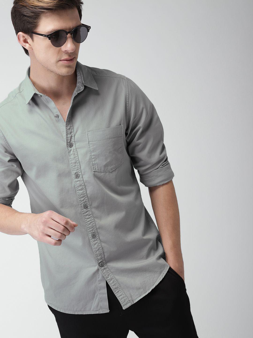 mast & harbour men grey slim fit casual sustainable shirt
