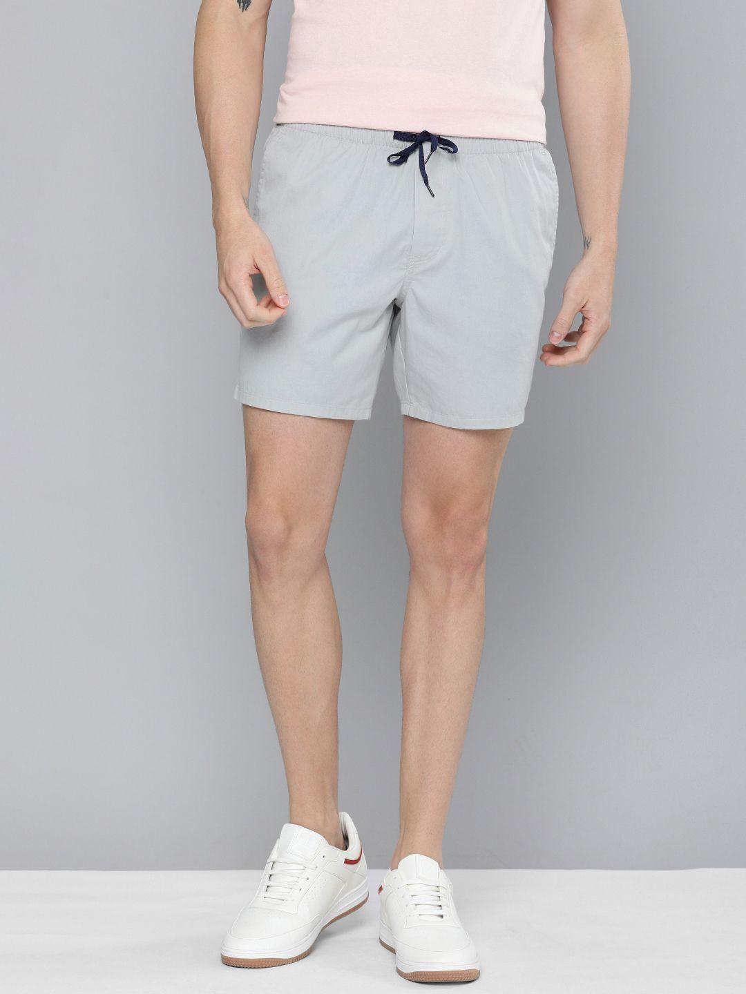 mast & harbour men grey solid regular fit shorts