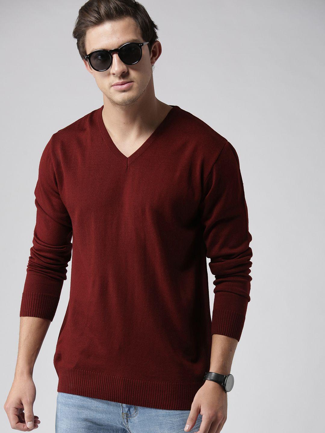 mast & harbour men maroon solid pullover