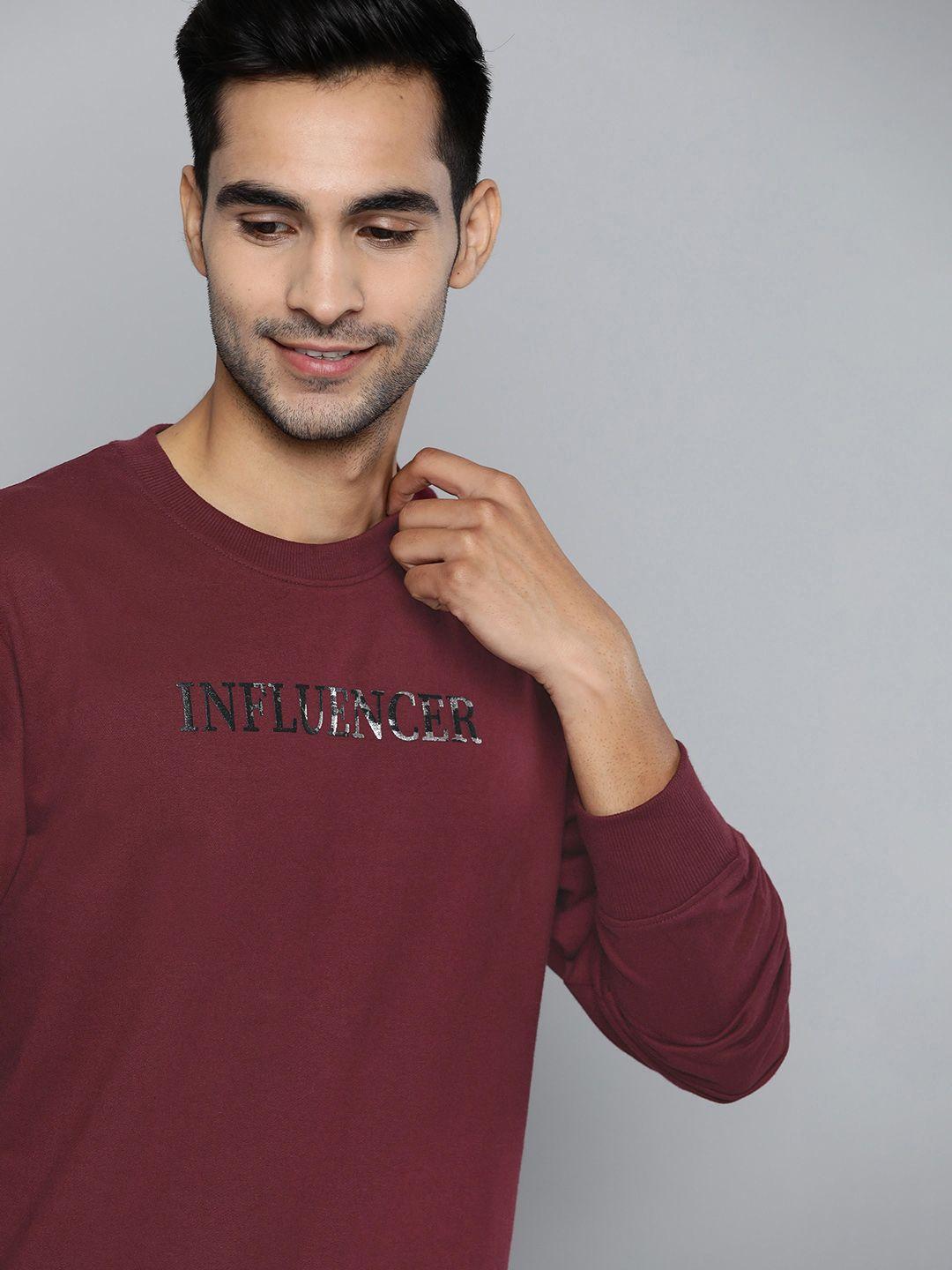 mast & harbour men maroon solid sweatshirt