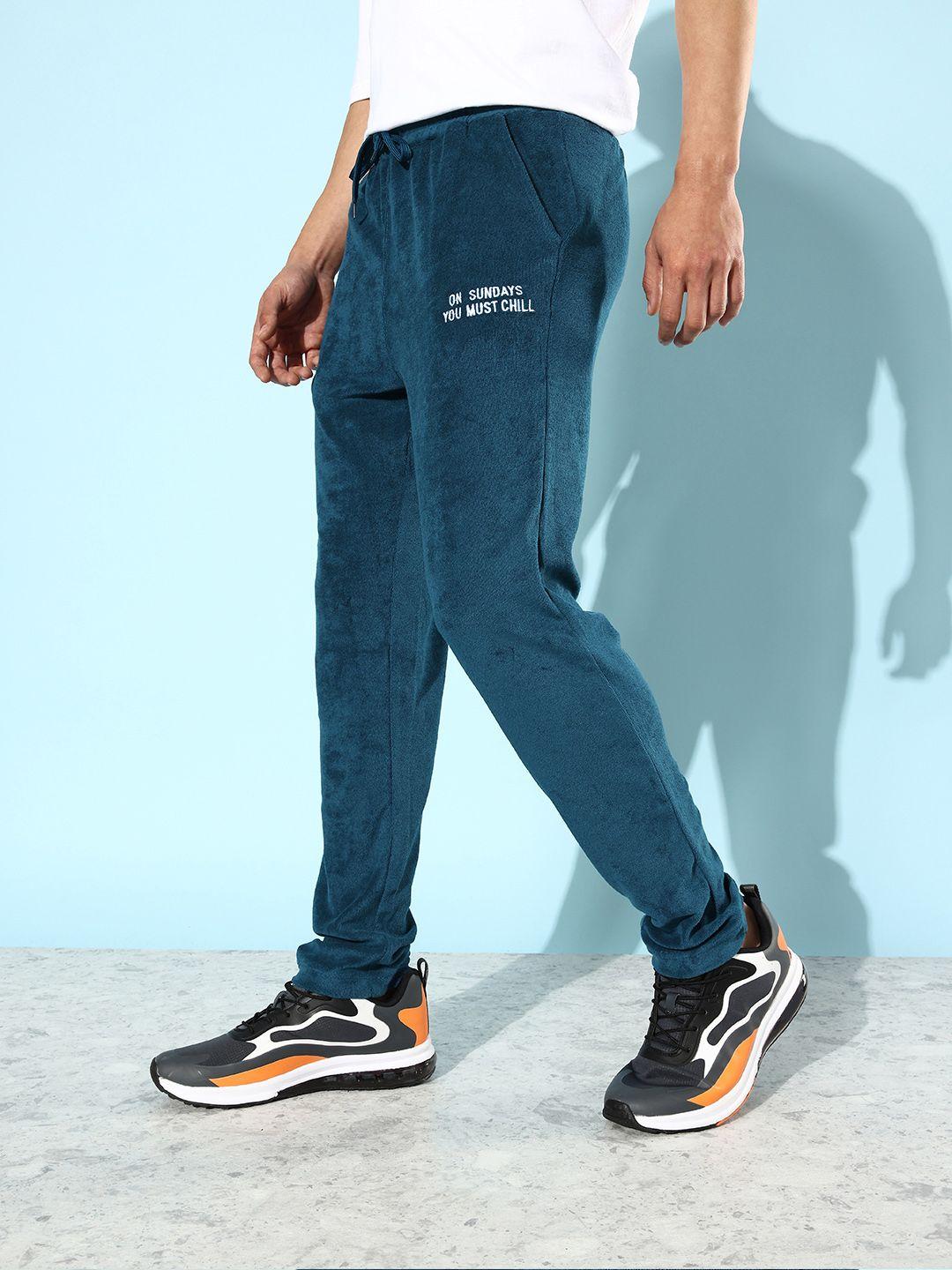 mast & harbour men mid rise solid terry track pants