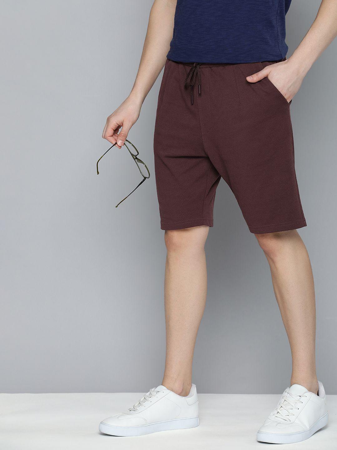 mast & harbour men mid-rise textured regular-fit shorts