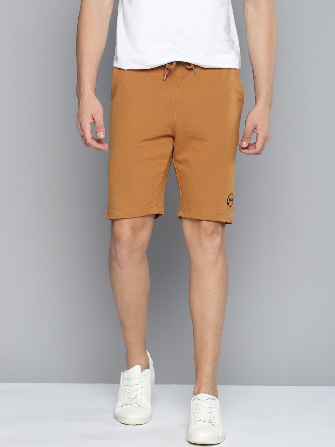 mast & harbour men mustard brown knitted regular shorts