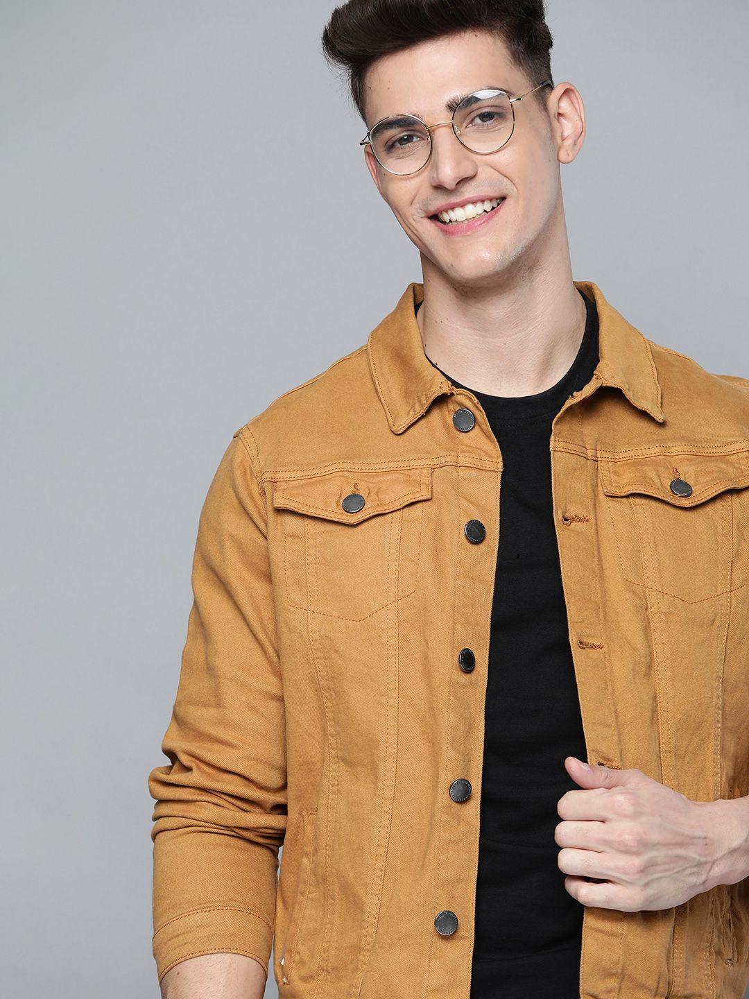 mast & harbour men mustard yellow denim jacket