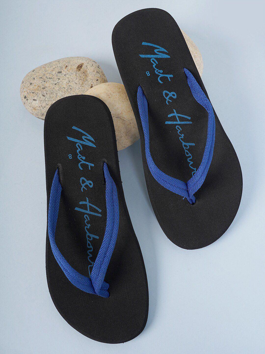 mast & harbour men navy blue printed thong flip-flops