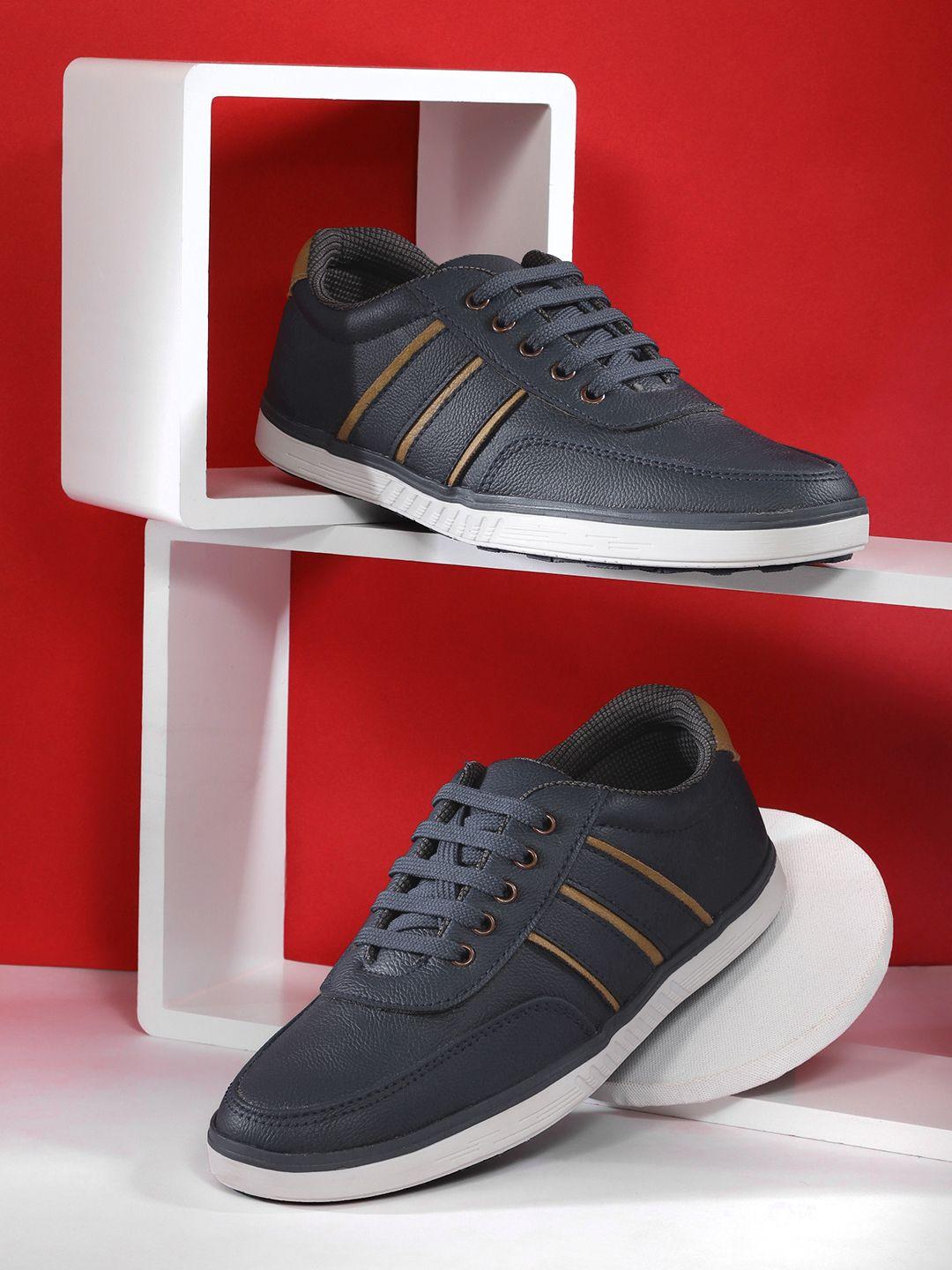 mast & harbour men navy blue solid sneakers