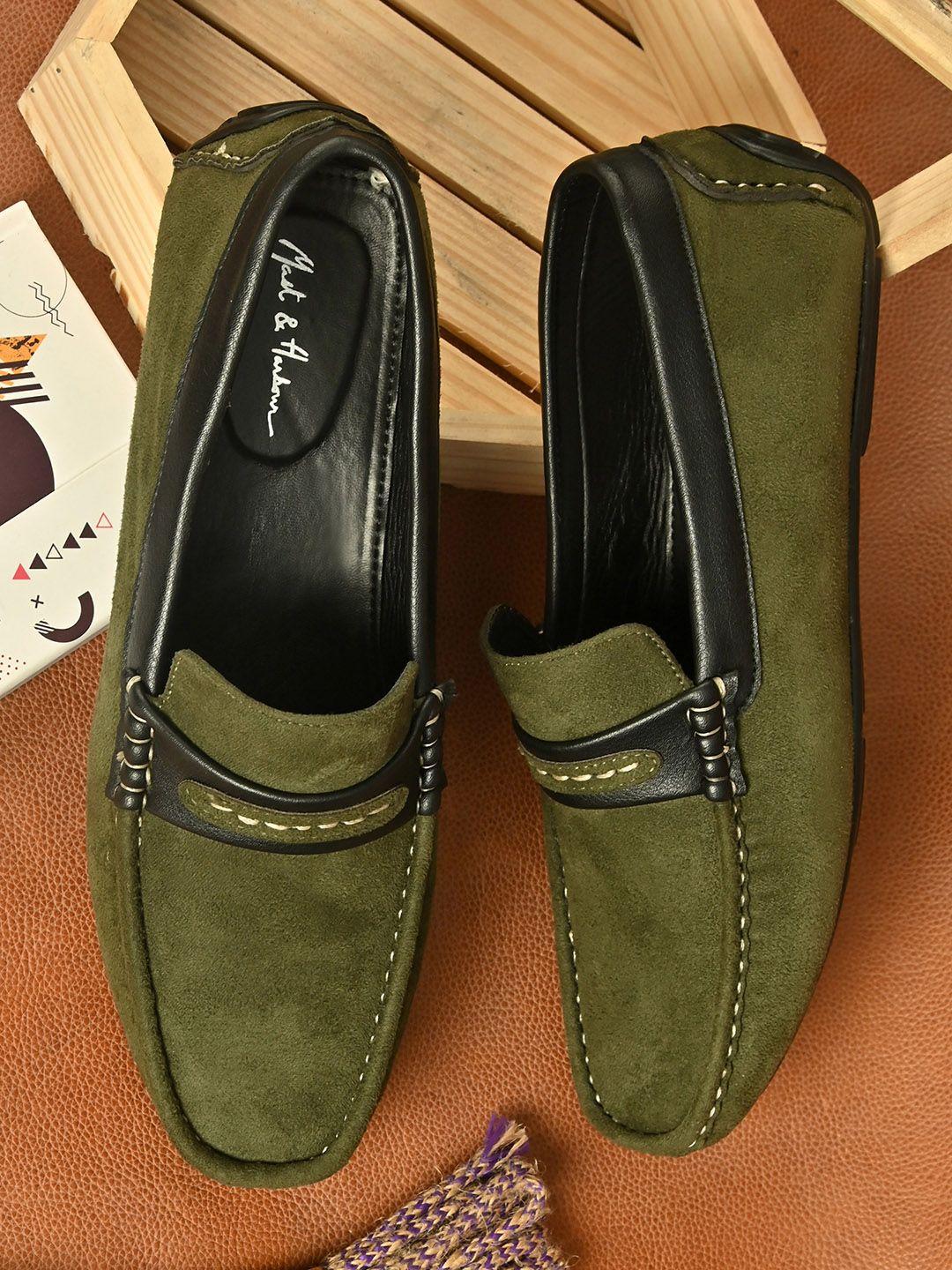 mast & harbour men olive green driving shoes