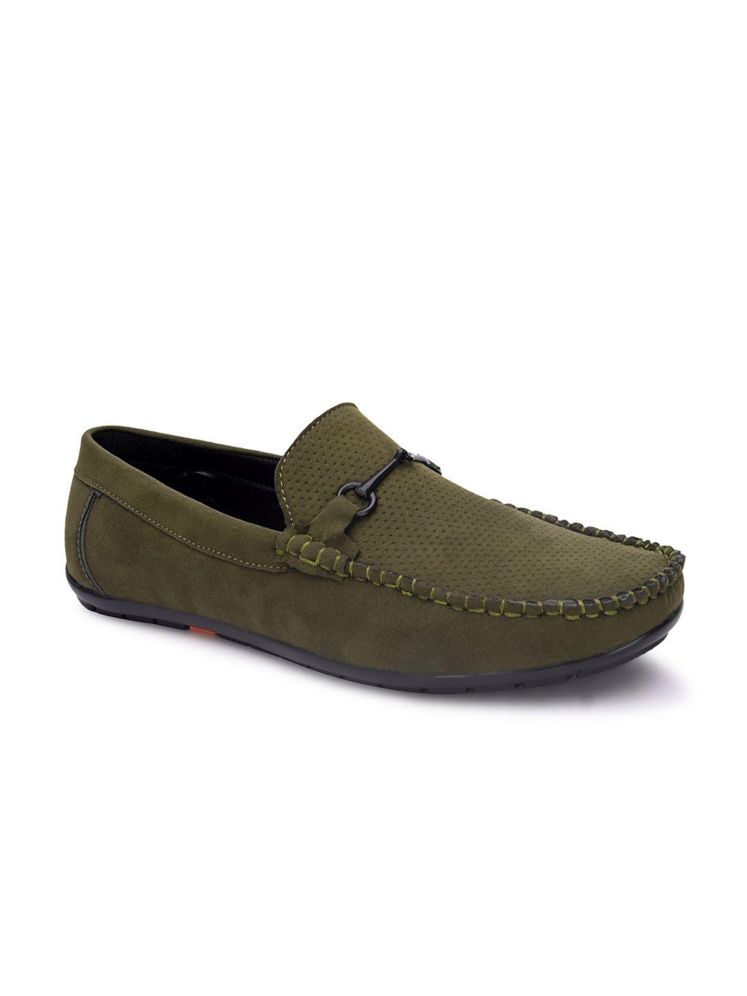 mast & harbour men olive green textured loafers