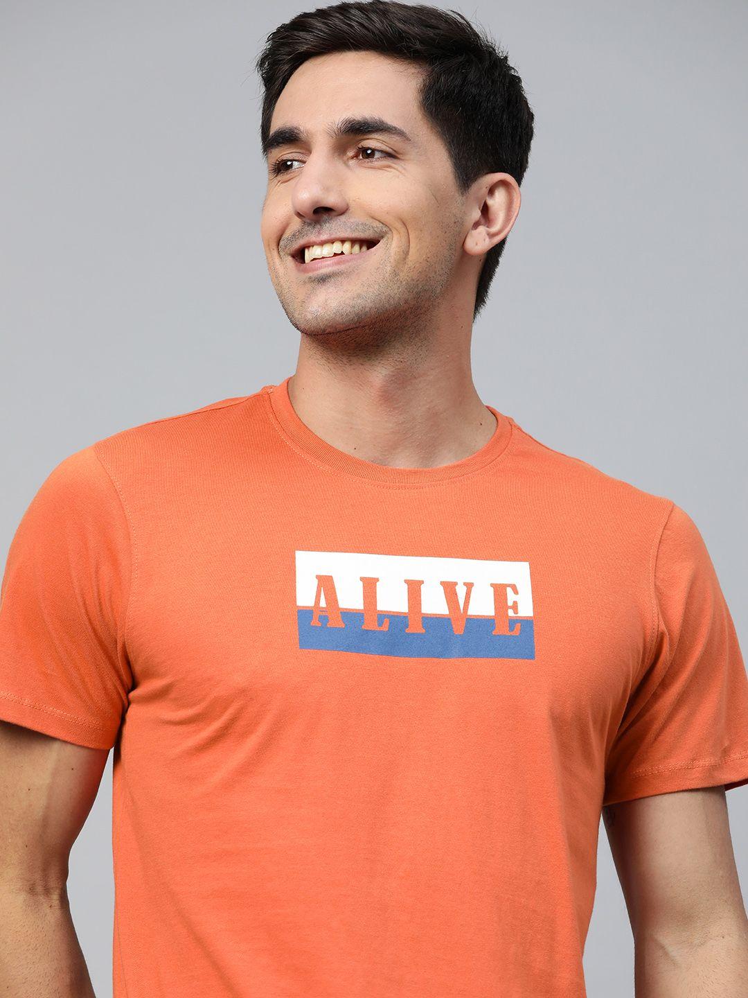 mast & harbour men orange typography t-shirt